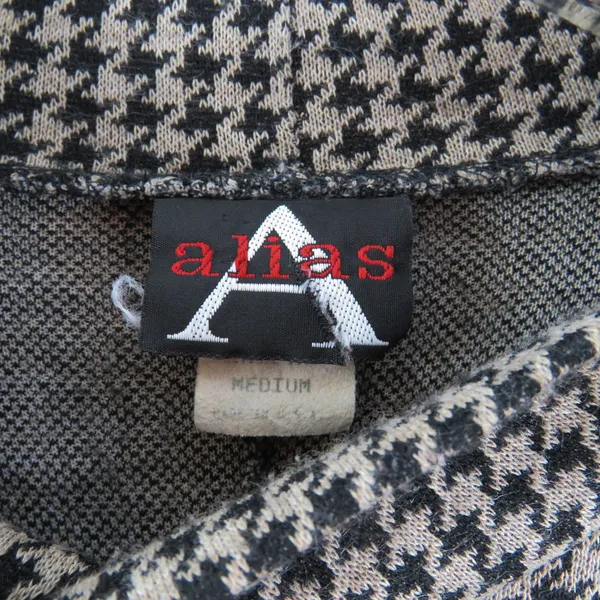 Alias 90s Vintage Tan and Black Houndstooth Long Sleeve Turtleneck Dress Medium - Image 3