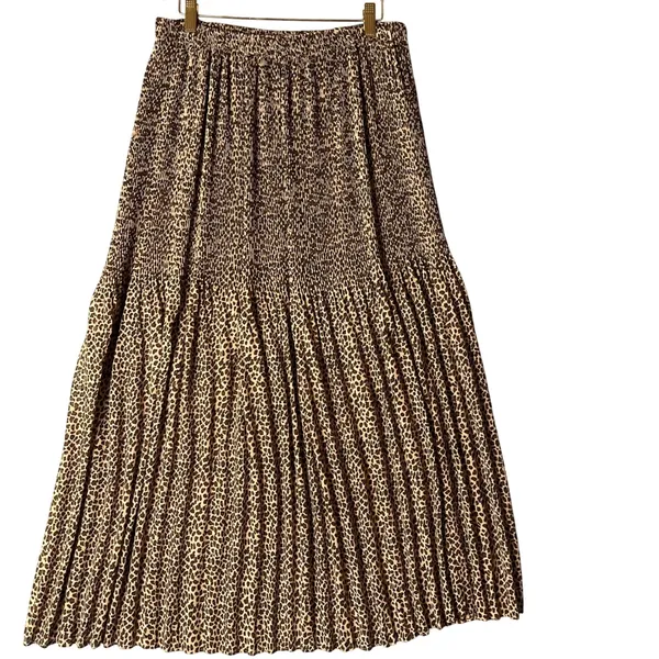 Allison Taylor Leopard Print Pleated Shear Maxi Skirt Brown Animal‎ Print Large - Image 3