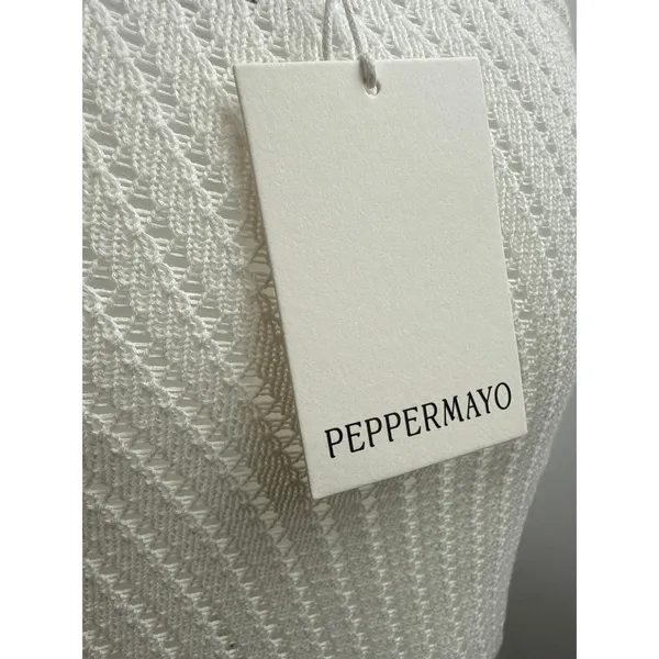 NEW Peppermayo White Sleeveless Cut Out Summer Beach Maxi Tank Sheath Dress S/M - Image 4