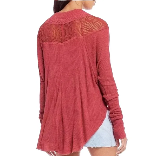 FREE PEOPLE Women’s Spring Valley Lace Trim Long Sleeve Thermal Top - Image 2