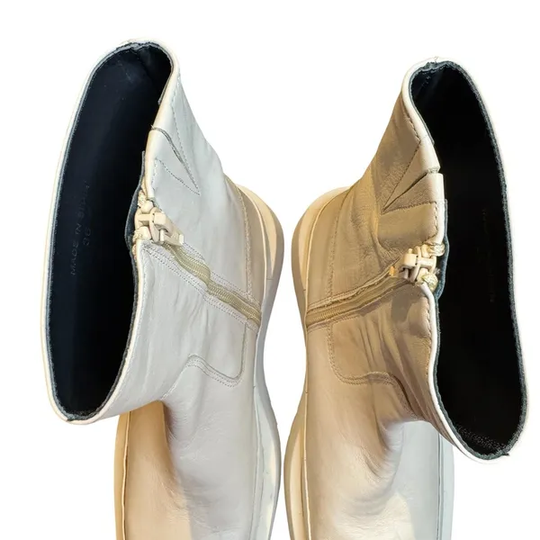 Paloma Barcelo Boots Womens Size 6 EU 36 White Leather Platform Wedge‎ Ankle Zip - Image 3