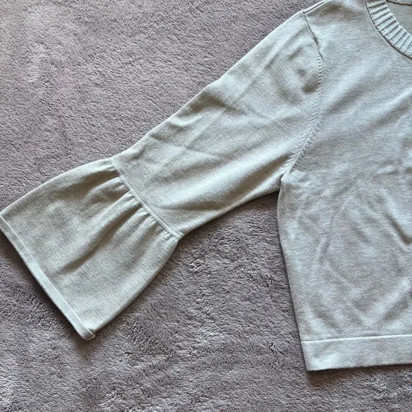 Calvin Klein Womens Beige Bell Sleeve Cropped Cardigan Sweater Size Large - Image 5