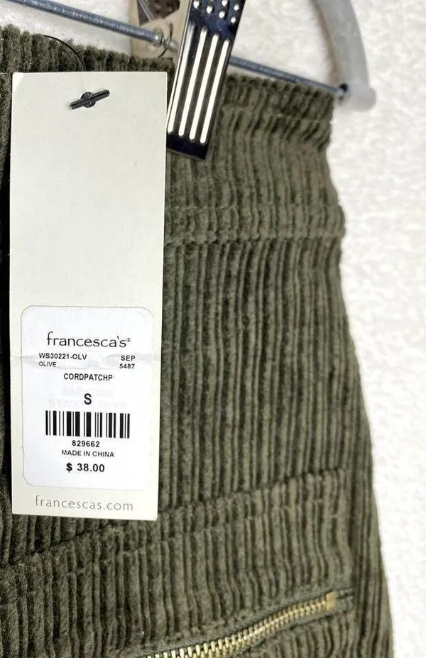 Francesca's Mi Ami Tamm Zip Corduroy Mini Skirt Green Small New Academia Fall - Image 7