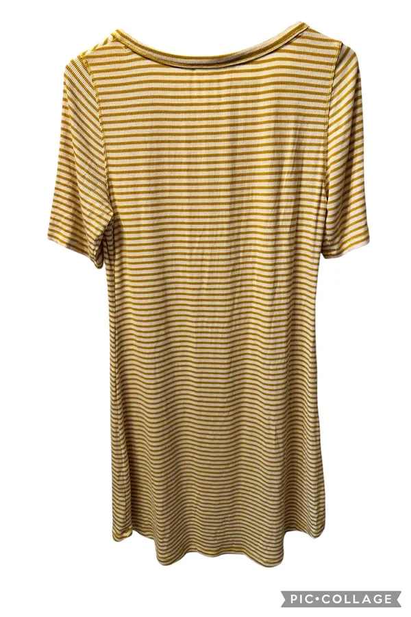Anthropology Pure + Good Gold Stripe T-shirt Dress Buttons Small - Image 6