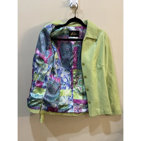 Vintage Neto lime green Italian leather jacket by Size 4 Mod Retro Twee‎ - Image 7