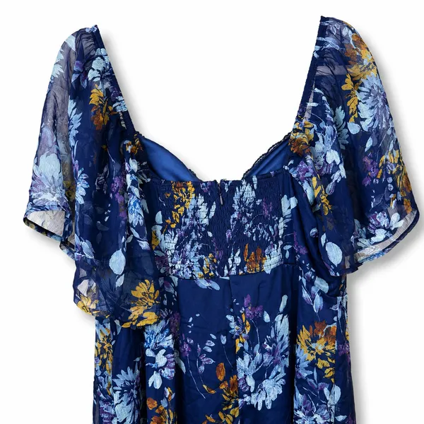 NEW Lulus Valla Navy Blue Sweet Floral Flutter Sleeve A-Line Midi Dress XXL - Image 9