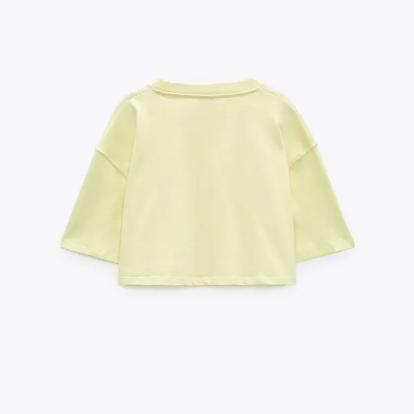 NWT ZARA LIME GREEN RELAXED FIT CROPPED TOP LARGE Butter Yellow - Image 6