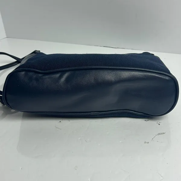 Vintage Esprit Navy Blue Ribbed Fabric Shoulder Bag Y2K 90s Minimalist - Image 7