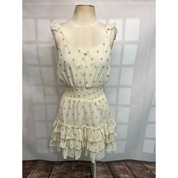 Saltwater Luxe California Gold Catherine Sleeveless Tiered Mini Dress Size Small - Image 5
