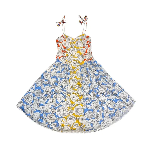 Farm Rio x Anthropologie Basque-Waist Midi Dress Size Large Tie Straps Fit Flare - Image 3