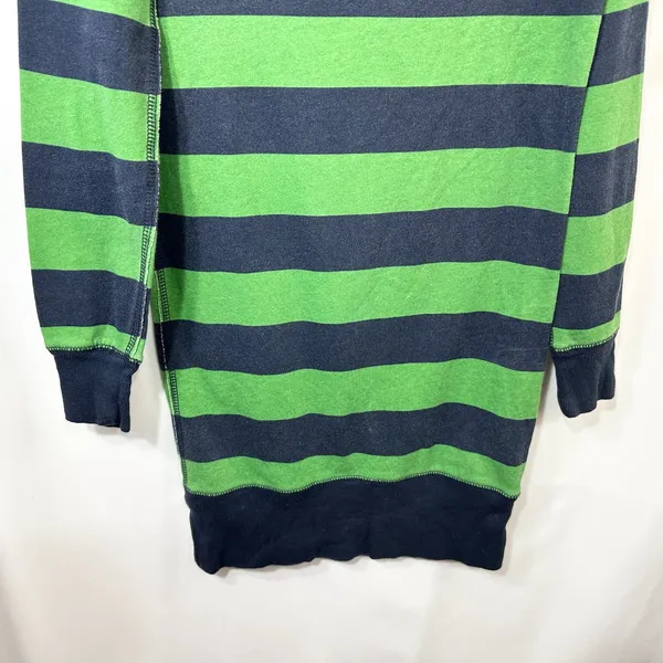 Aeropostale Small Tunic Sweatshirt VTG Y2K Green Navy Blue Striped Boat Neck 913 - Image 4