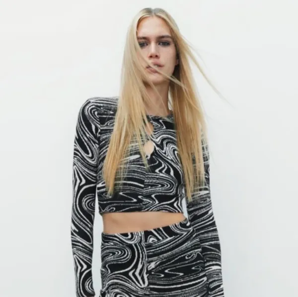 ZARA Set Matching Knit Marble Jacquard Printed  - Image 2
