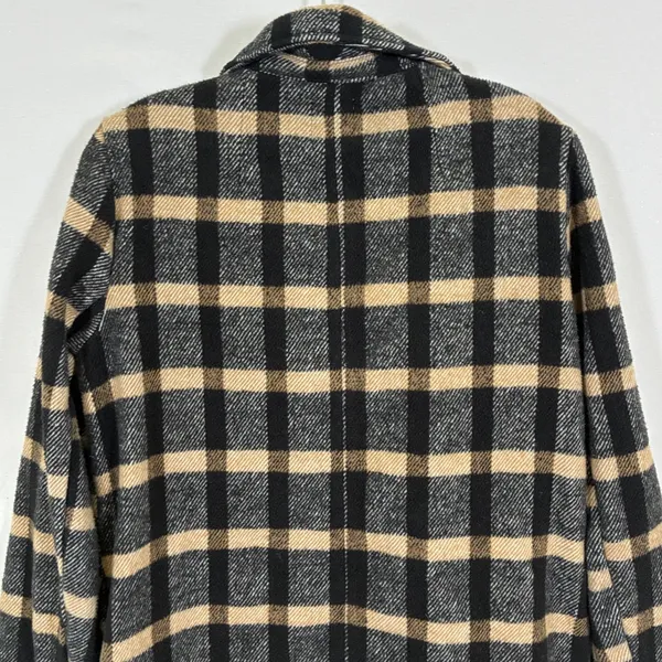 Joie Womens M Black Tan Plaid Wool Blend Open Front Blazer Jacket - Image 10