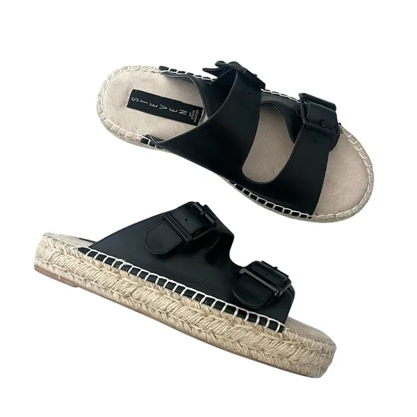 Steven By Steve Madden Black Lapis Espadrille Leather Platform Sandal Size 7 Boho Chic - Image 2
