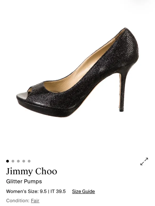 Jimmy Choo Black Glitter Peep-Toe Platform Pumps - Image 3