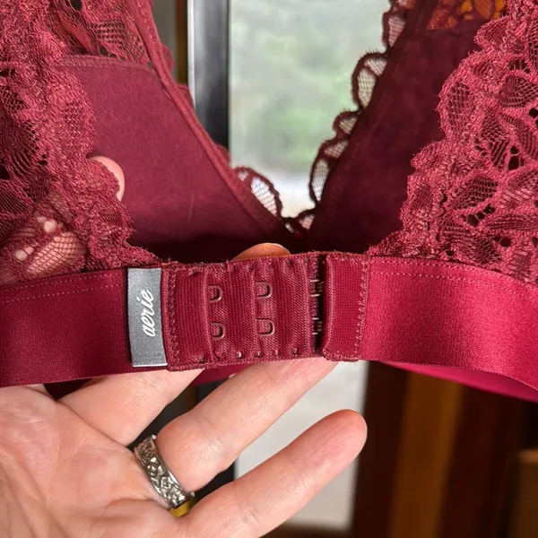 Aerie Lace Bralette in Burgundy Size Medium - Image 7