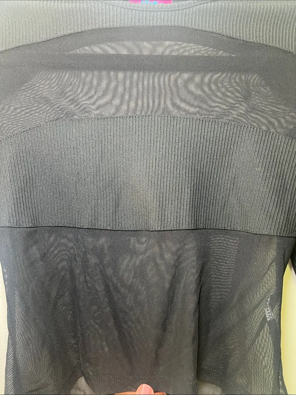 Edikted Black Long Sleeve Ribbed Top with Sheer Panels - Image 2