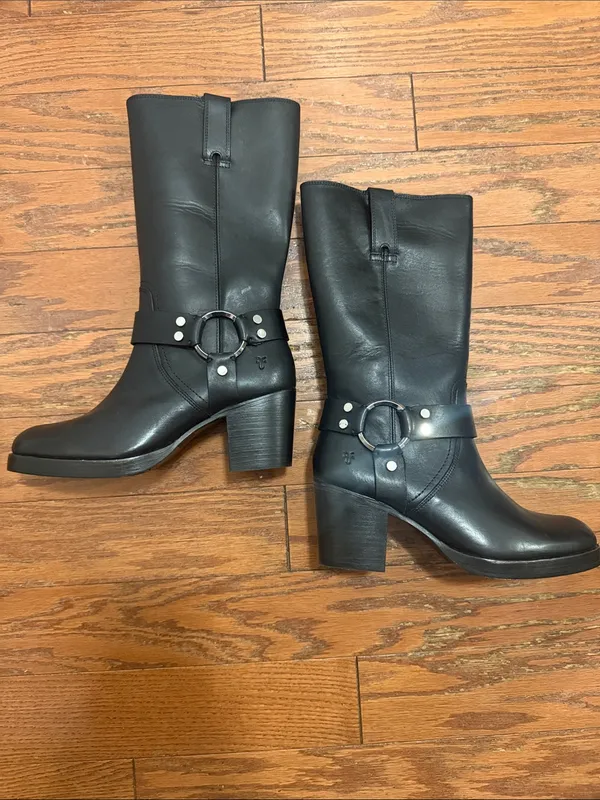 NEW Frye Jean Harness Boots Leather Black Size 8.5 - Image 6