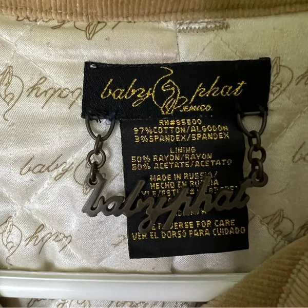 Baby Phat Y2k corduroy button up jacket tan size medium - Image 3