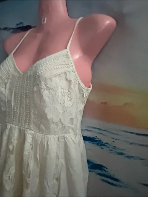 American Eagle Ivory Lace Spaghetti Strap Summer Dress SZ 0 - Image 4