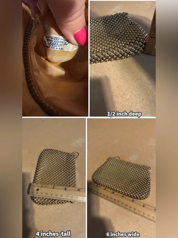 Vintage Whiting & Davis Gold Metal Mesh Dot Change Purse - Image 11