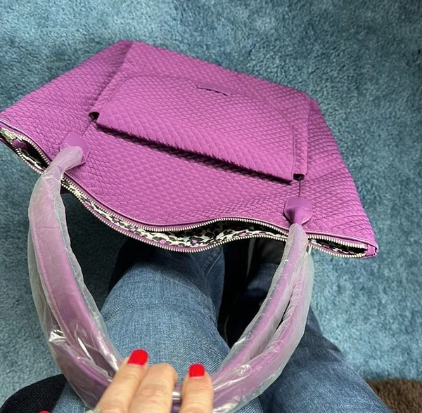 Vera Bradley large tote Quilted Gloxinia purple nwt large fits everything books - Image 5