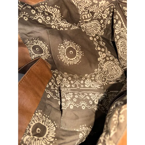We The Free Reina Tan Brown Lamb Leather Slouchy Hobo Tote Bag Paisley Lining - Image 5