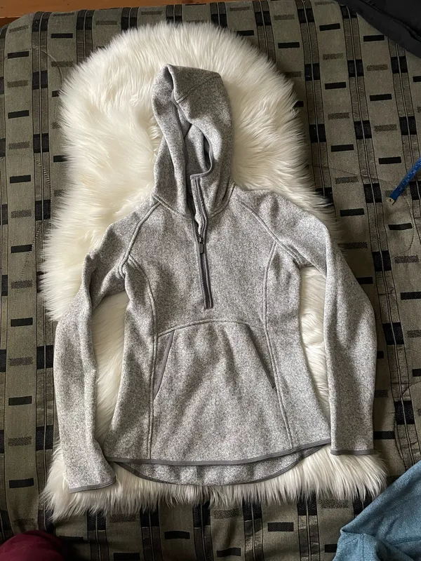 Lululemon Fleece & Thank You Pullover Heathered Gray 1/2 Zip - Image 7