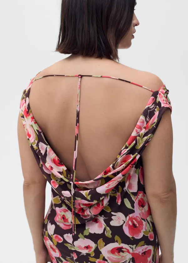 Mango FLORAL DRESS WITH DRAPED NECK - Image 5
