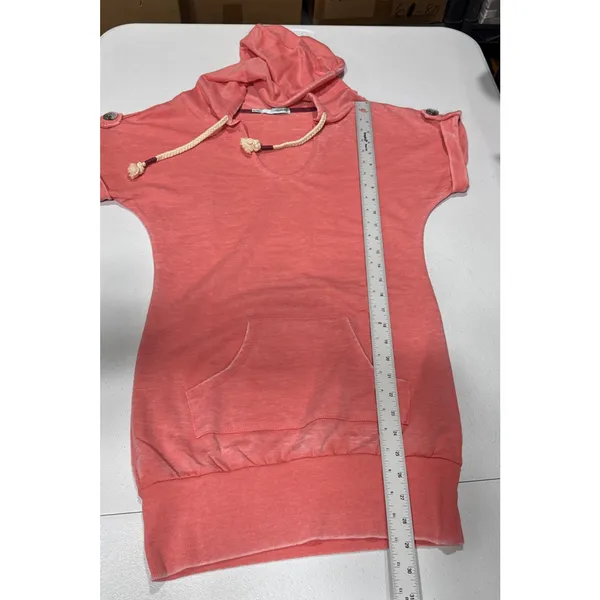 Maurices Short Sleeve Hooded Pullover Swim Beach Cover Top Womens XS Orange-Pink - Image 10