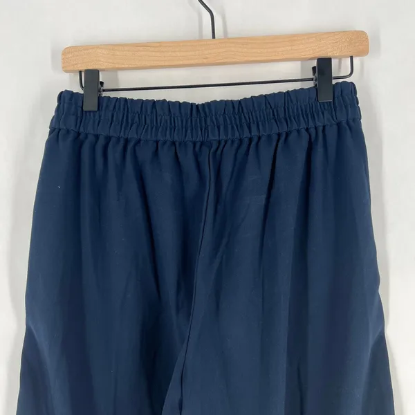 Madewell Wide Leg Cropped Pants Navy Blue Elastic Waist‎ Pockets Womens - Image 8