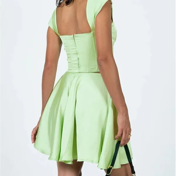 Princess Polly Cornell Satin Mini Skirt Green - Image 5