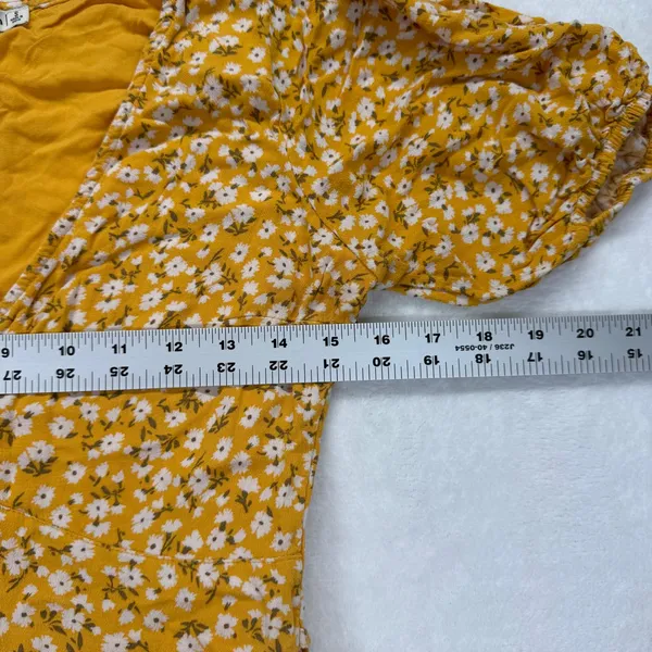 Abercrombie‎ & Fitch Floral Mini Dress V Neck Short Sleeve Yellow Size S - Image 2