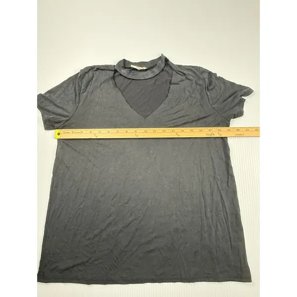 Hummingbird Cut Out Neck T-Shirt Casual‎ Top Comfy Tee Black Size S - Image 4
