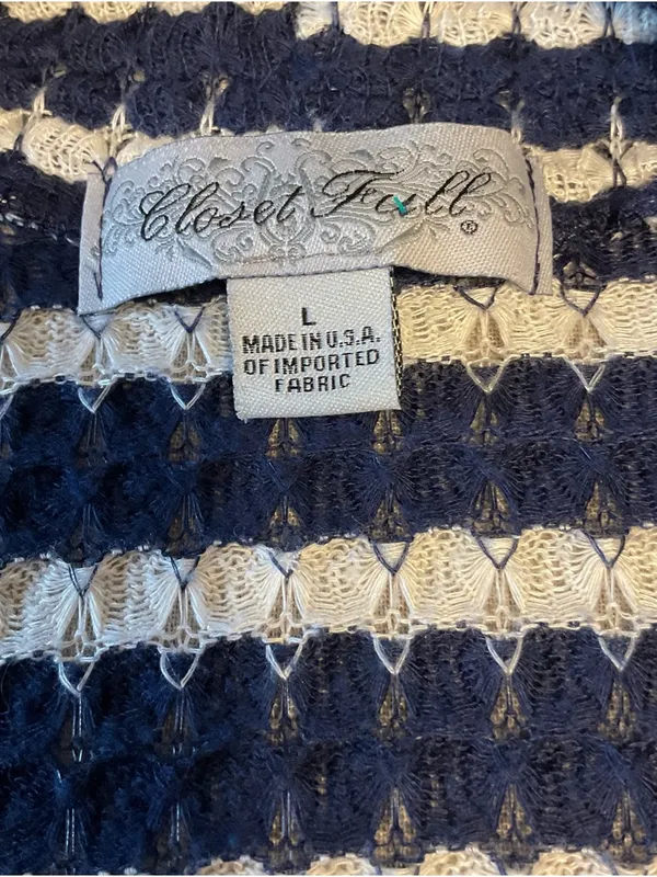 Closet Navy and White Striped Open-Front Cardigan - Image 5