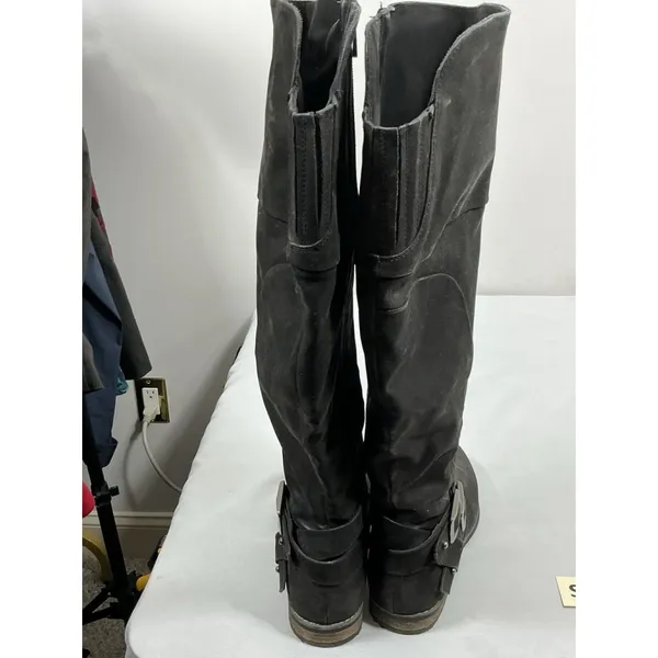 Womans Torid Otk Distressed Boots Size 9 W Black Side Zip Round Toe - Image 5