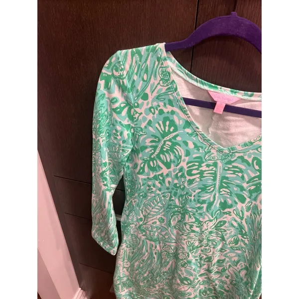 Lilly Pulitzer 'Bungle Jungle'‎ long sleeve Daylin dress green leaf print medium - Image 2