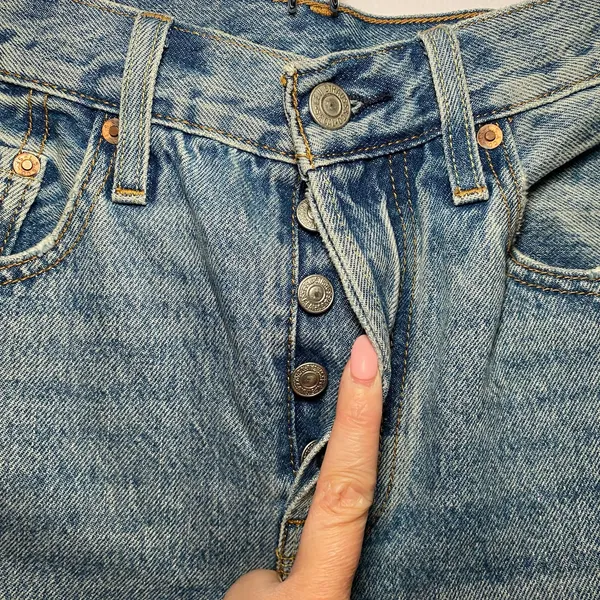 Levi's Premium 501 Light Wash Button Fly Distressed Jeans Women's size 25 - Image 4