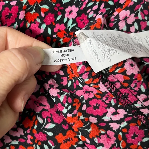 Romantic Floral Long Sleeve Blouse Pink Red‎ J.Crew Womens Size M - Image 6