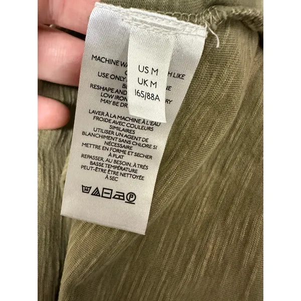 Pilcro Anthropologie Women Medium Moss Green‎ Ruffle Open Back Tunic Tee R20 - Image 8