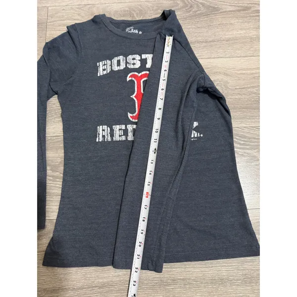 5th & Ocean Boston Red Sox Long Sleeve Graphic Tee XL Slim Fit Charcoal Gray Womens Baseball - Image 6