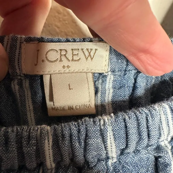 J. Crew Chambray Striped Off Shoulder dress Sz Large‎ - Image 7