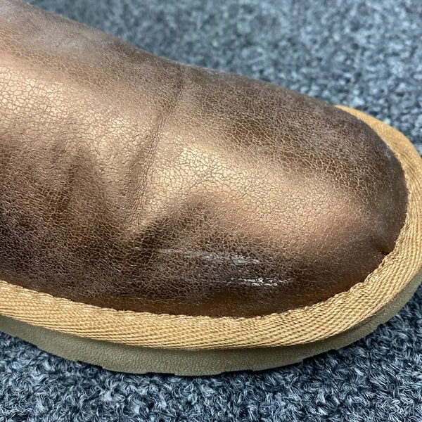 Arizona Jeans bronze brown foil mini ugg boots ankle shearling lined 7.5 - Image 13