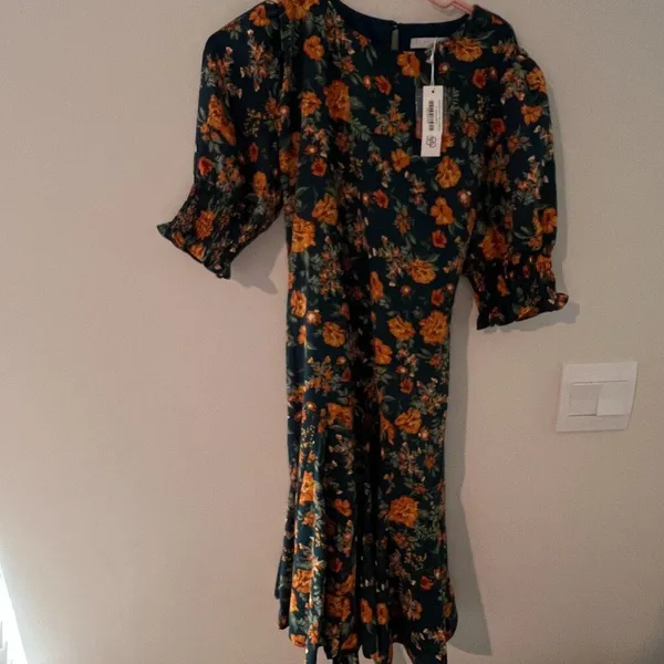 Baltic Born NWT Charlie Flare Dress Topaz +‎ Rust Floral M - Image 2