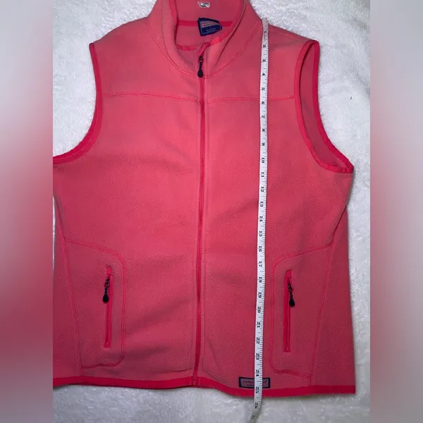 Vineyard Vines Martha's Vineyard Full-Zip Fleece Vest Coral Pink Size Large - Image 9