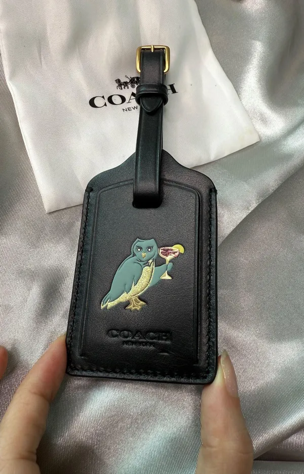 NEW! Rare Vintage Coach Black Leather Luggage Tag - Image 3