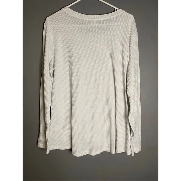 Amazon White Waffle Knit Top With Knot Detail Size 2XL - Image 6