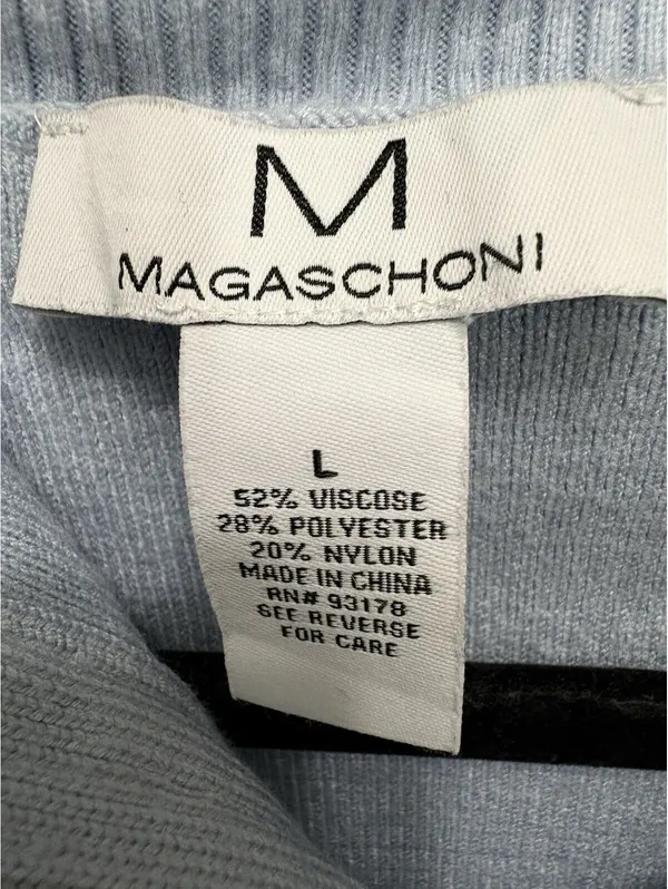 Magaschoni Size L Light Blue Zip Front Cardigan Sweater - Image 8