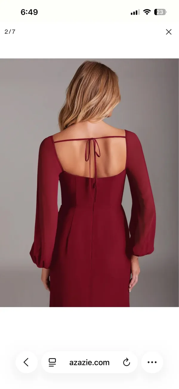 Azazie Charissa Chiffon Burgundy Bridesmaid Dress - Image 2
