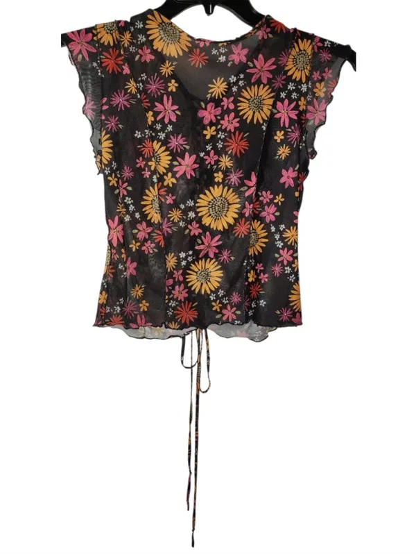Miss Selfie Floral Sleeveless Blouse Size XL - Image 3